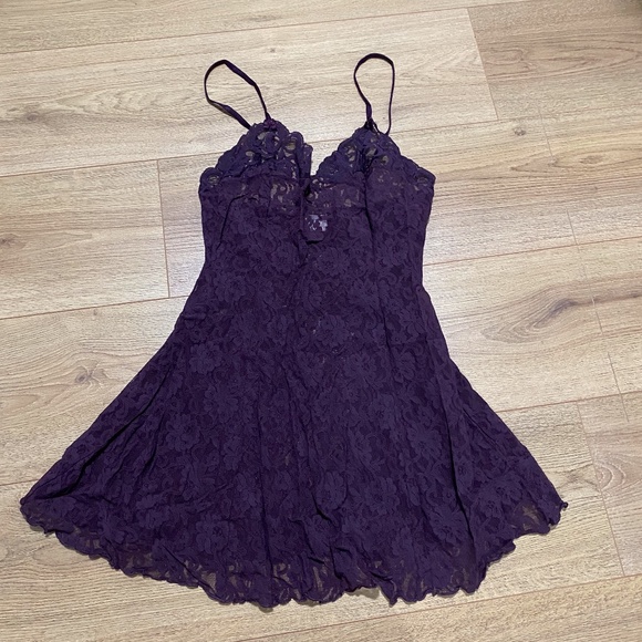 SOLD 2/$15 Purple Lace Nightie Slip Dress - Picture 1 of 4